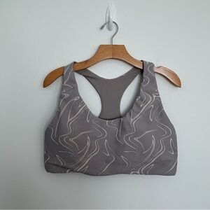 Old Navy Active Womens Sports Bra PowerSoft 2X Light Gray White Padded Racerback